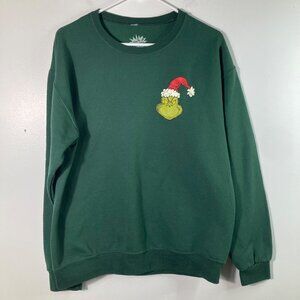Womens The Grinch Sweatshirt Holiday Moods Green M Polyester Cotton